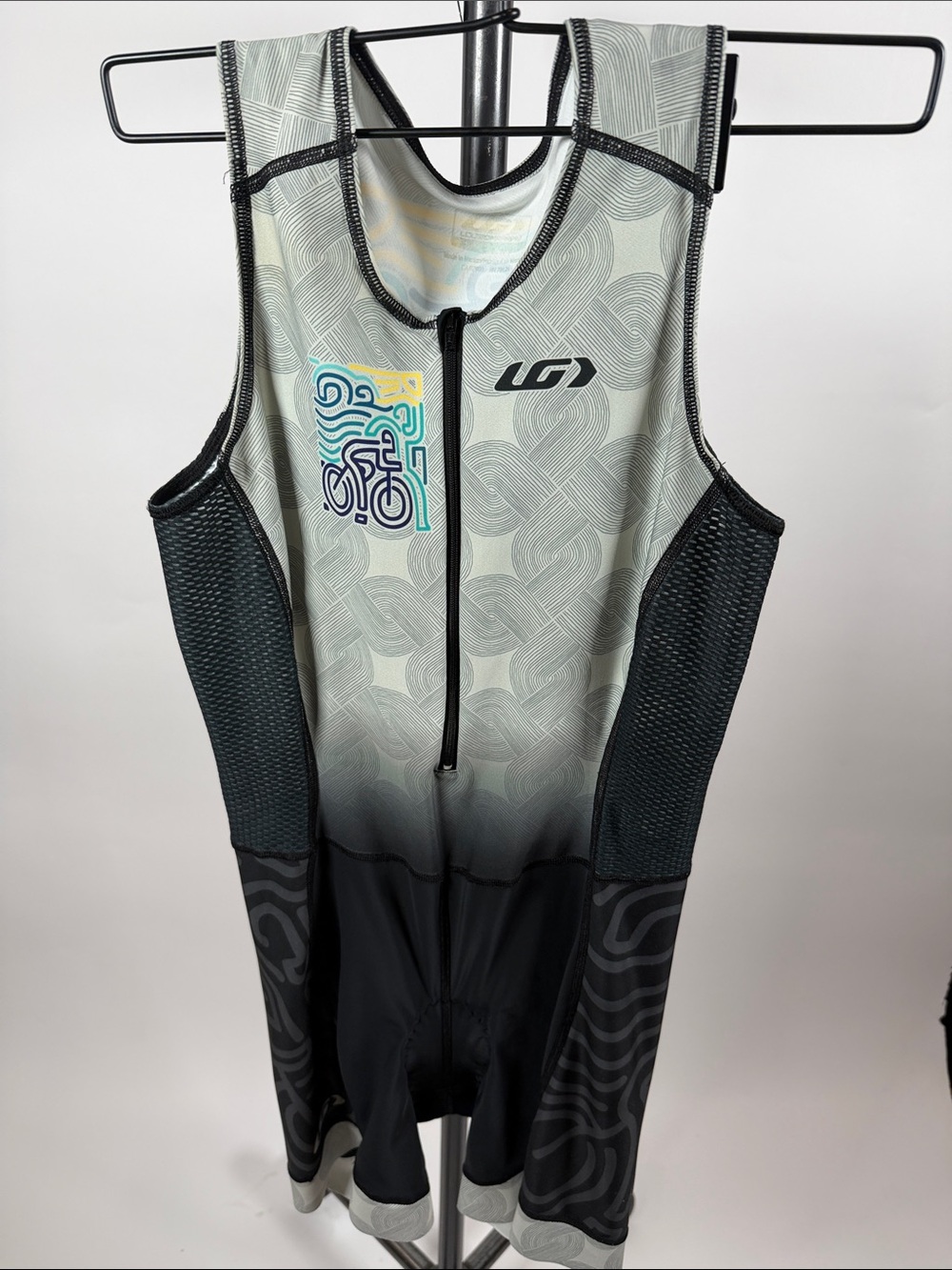 LG Women’s Multi Color Triathlon Logo and Black Swim Rash Guard Tri Suit